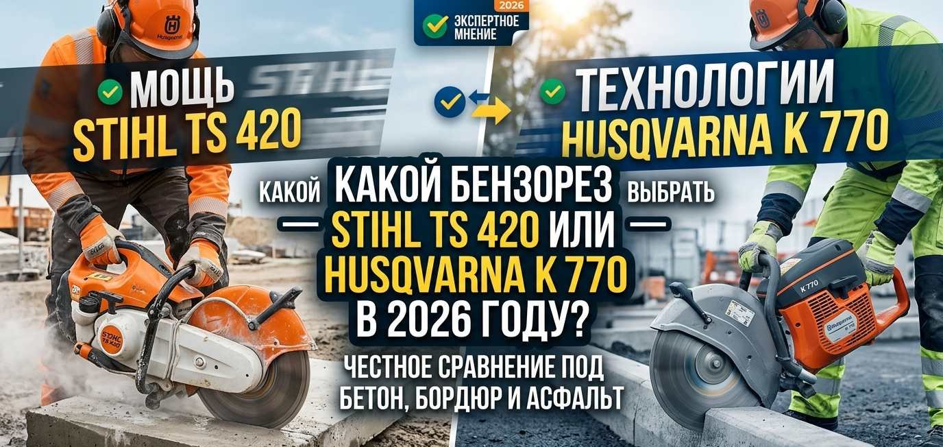 Какой бензорез выбрать — STIHL TS 420 или Husqvarna K 770 в 2026 году